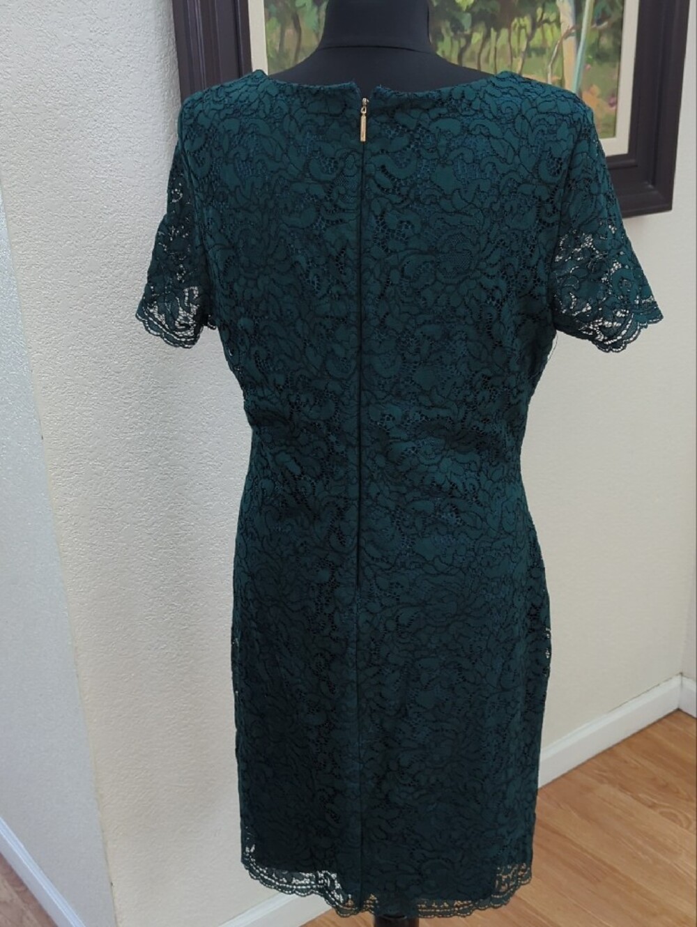 Women's Ralph Lauren Dark Teal Lace V-Neck Dress - Picture 5 of 8